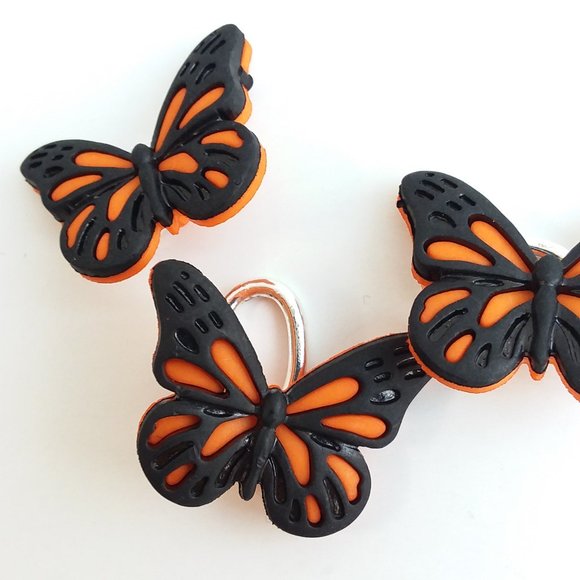 Orange butterfly shoe charm Monarch butterfly roller skate shoelace charm